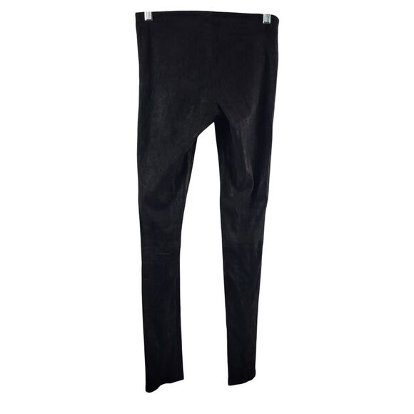 Alice + Olivia Black Suede Leather Skinny Leg Pants Exposed Zip Designer Size 2 - Picture 8 of 14